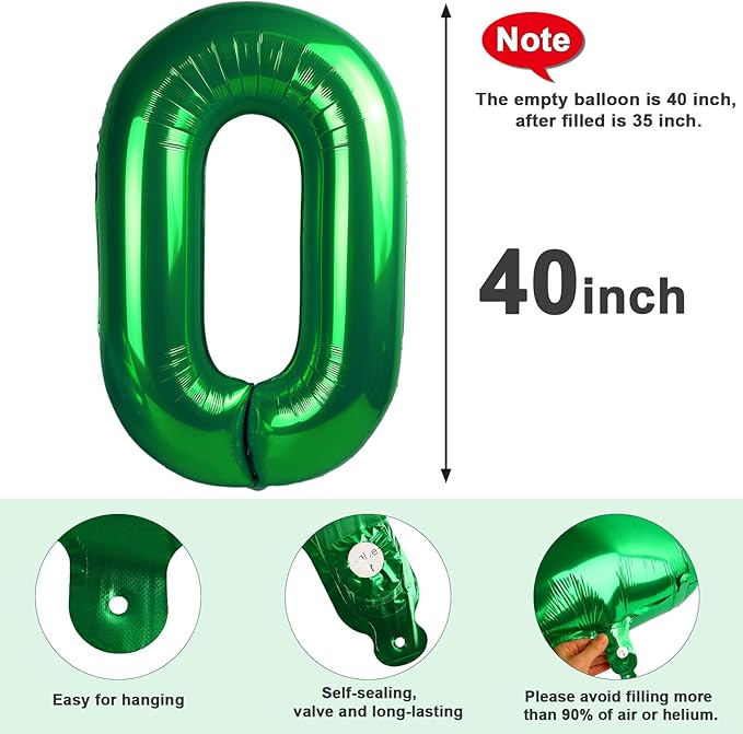 Number 0 Balloons 40 Inch Dark Green Number Balloons for 10 20 30 40 50 60 70 80 90 100 Numbers Balloon Birthday Decorations Wedding Event Baby Shower