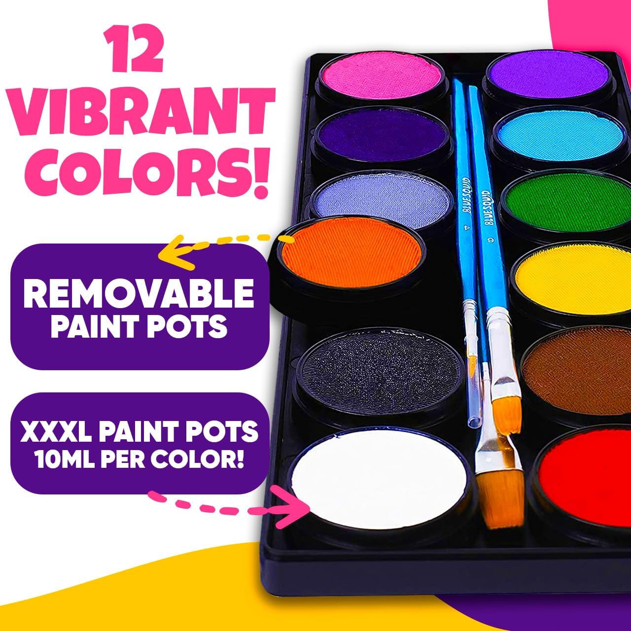 Blue Squid Face Painting Kit for Kids – Complete Face Paint Kit Palette, Stencils, 12 Colors - Safe for Sensitive Skin, Non Toxic Face Painting Kit Professional - Kids Party & Halloween Makeup Kit