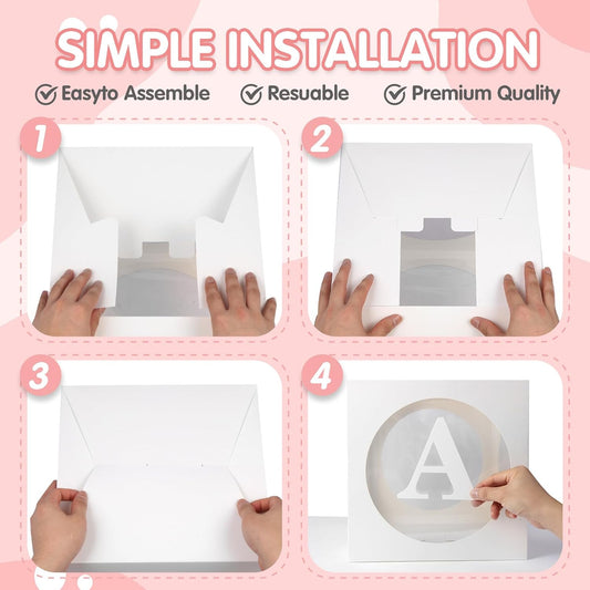 Baby Boxes with Letters for Baby Shower,Transparent Balloon Box 4 PCS Clear Baby Shower Decorations Block Boxes for Gender Reveal,Birthday Party Decorations