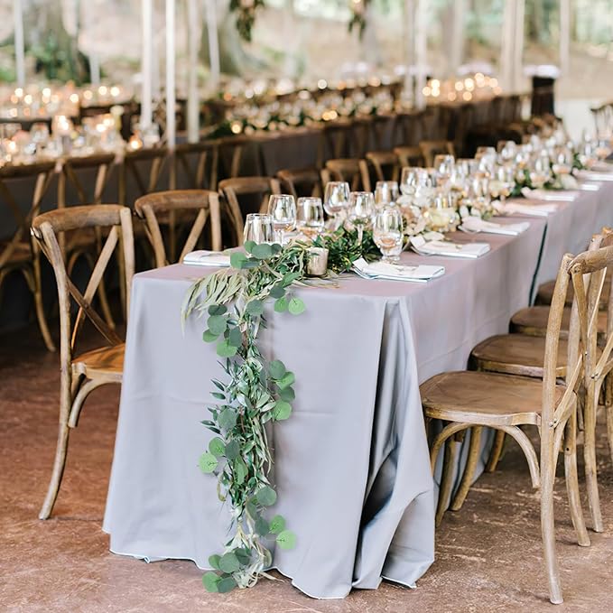 CQURE 36Pcs Eucalyptus Garland,Artificial Eucalyptus Leaves Table Greenery Garland Wreath Vines for Wedding Party Table Fireplace Bedroom Wall Decor