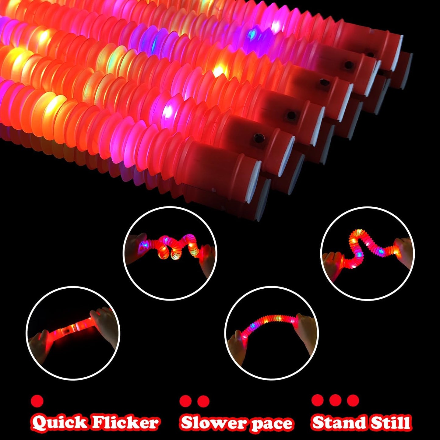 24 PCS Red Glow Sticks Party Favors for Kids, Christmas LED Light Up Necklaces Bracelets Accessories for Toddlers, Glow New Year Eve Party Supplies Birthday Dance Camping Decorations for Boys Girls