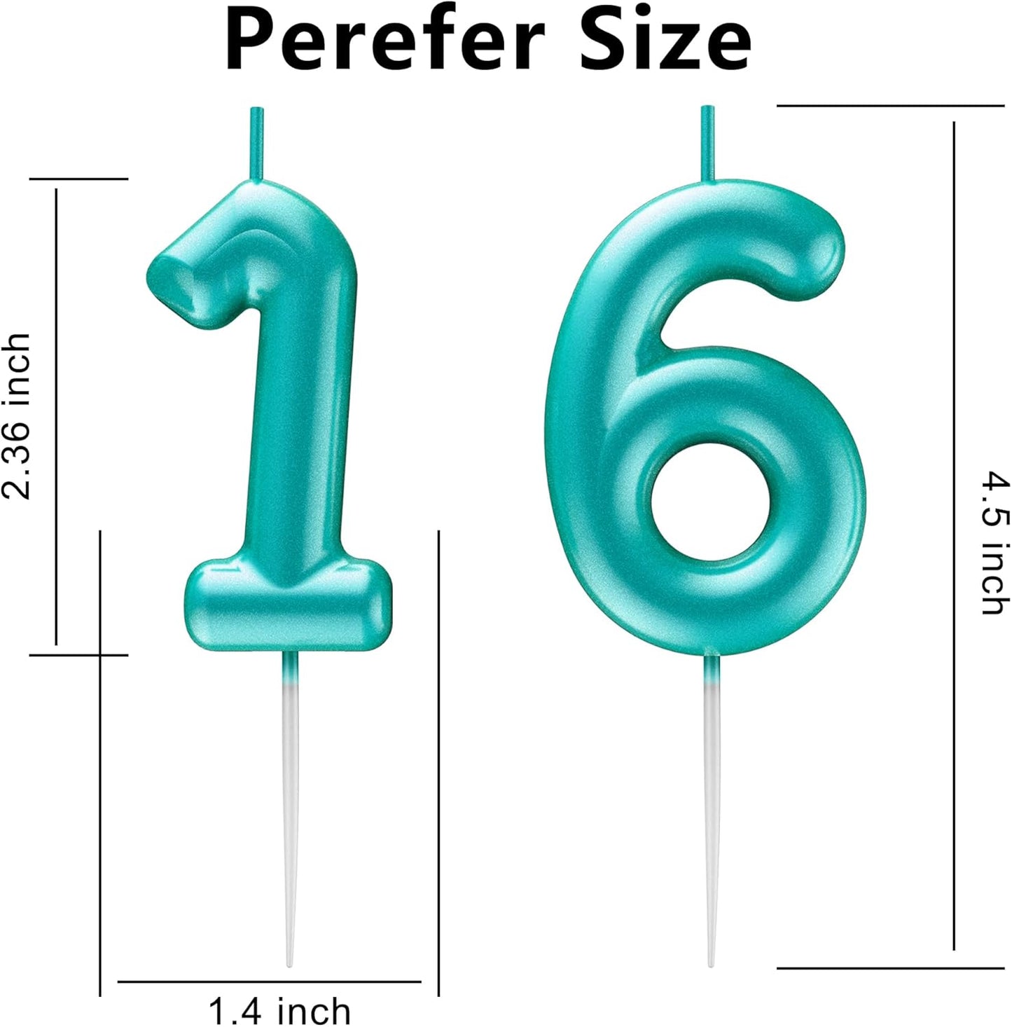 Blue Number 16 Candle Happy Birthday 3D Number Candles for Birthday Cake Party Decoration Wedding Anniversary Celebration Supplies