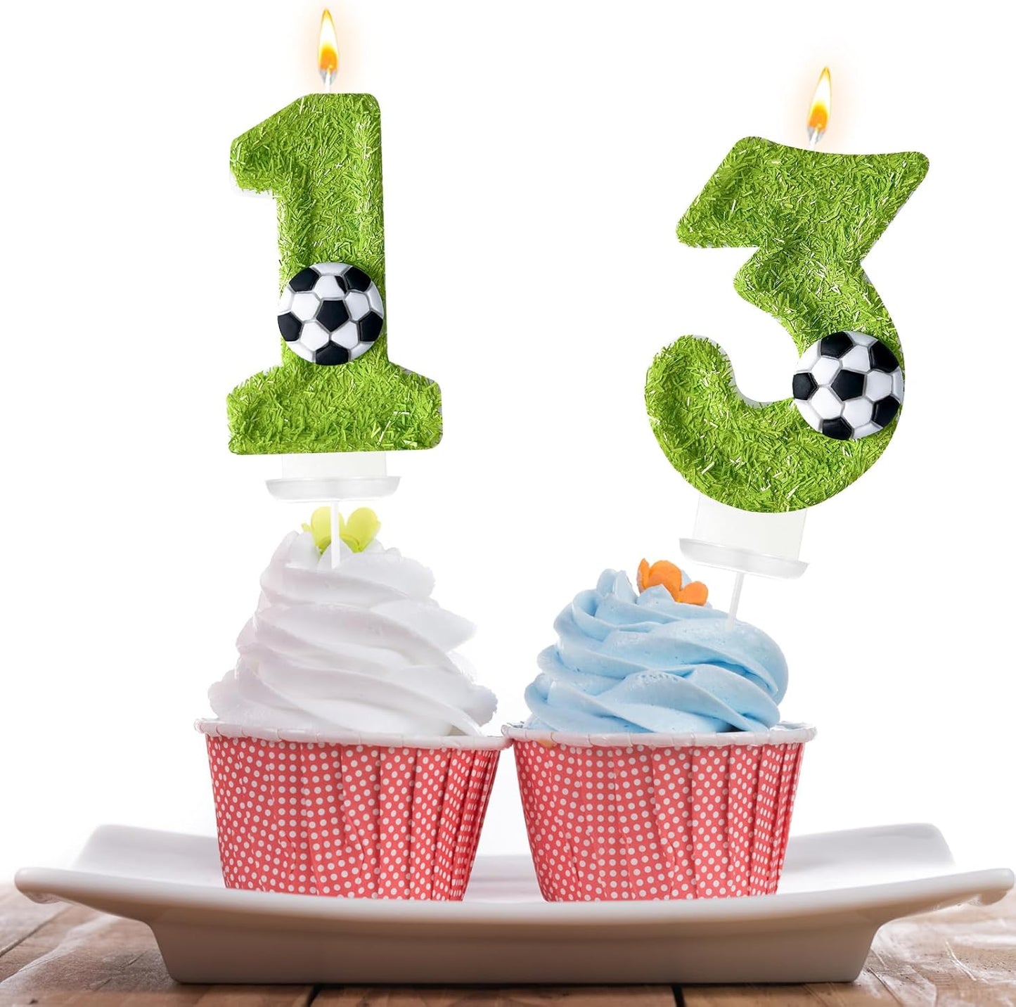 3th Birthday Candles，Soccer Birthday Decorations，Suitable for Girl and boy Cake Toppers, Wedding Cakes, Anniversaries, Party Celebrations, Birthday Decorations