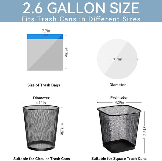 Small Drawstring Trash Bags 2.6 Gallon Bathroom Garbage Bag 75 Count Trash Can Liner for Bathroom, Office, Bedroom, Kitchen Random Gold & Silver