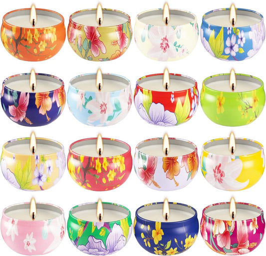 16 Pack 2.5oz Ladies Scented Candle Flower Set - Unique Decorative Gifts for Home, Women's Day, Birthdays, Bridesmaids, Anniversaries with Scented Candle Pack Set - Pampering Gift Set, Women's.