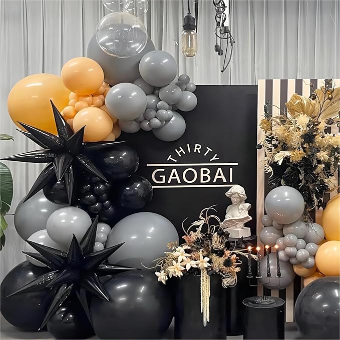 Grey Balloons, 140pcs 18 12 10 5 Inch Different Sizes Pack Party Latex Balloons for BOHO Birthday Halloween Holiday Balloon Garland as Party Decorations