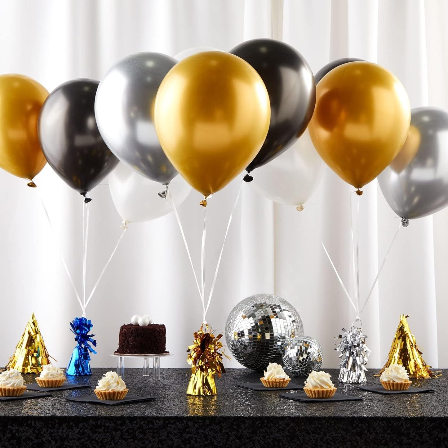 Juvale Balloon Weights Pack of 12-2.5 x 4.125 In Multicolor Foil - Reusable Helium Balloon Weights for Indoor & Outdoor Party Decor