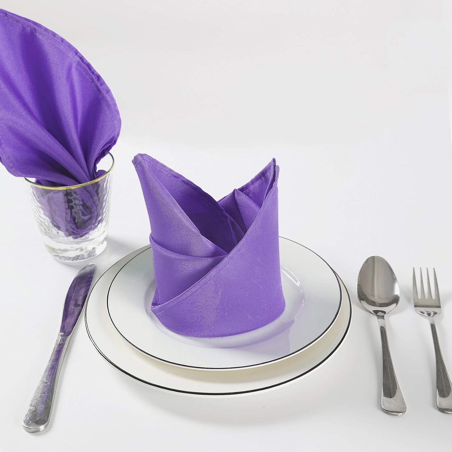 Cloth Napkins 17x17 inch Washable Polyester Dinner Napkins Soft Table Napkins for Wedding Party Dining Banquet(Purple,100PCS)