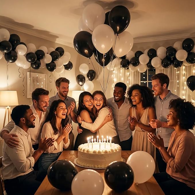 Black and White Balloons Arch Kit,130pcs White Latex Balloon Garland,Different Size Black Latex Balloons for Baby Shower Birthday Wedding Graduation Party Decorations Supplies