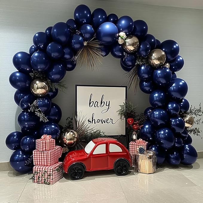 Navy Blue Balloons Double Stuffed Dark Royal Blue Balloon Garland Different Sizes 18/12/5in Pearl Balloon Arch Kit for Graduation Wedding Birthday Baby Shower Valentine Father's Day Party Decorations