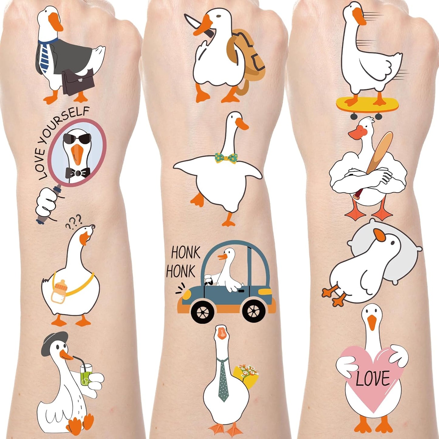 Funny Goose Temporary Tattoos - 200+ Silly One Goose Birthday Decor Supplies Favors Funny Foolish Goose Tattoo Stickers Gifts for Kids Duck Geese Animals Birthday Party Decorations Prizes