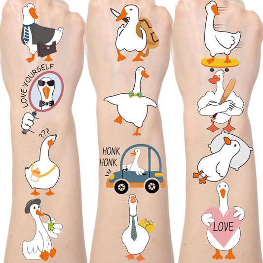 Funny Goose Temporary Tattoos - 200+ Silly One Goose Birthday Decor Supplies Favors Funny Foolish Goose Tattoo Stickers Gifts for Kids Duck Geese Animals Birthday Party Decorations Prizes