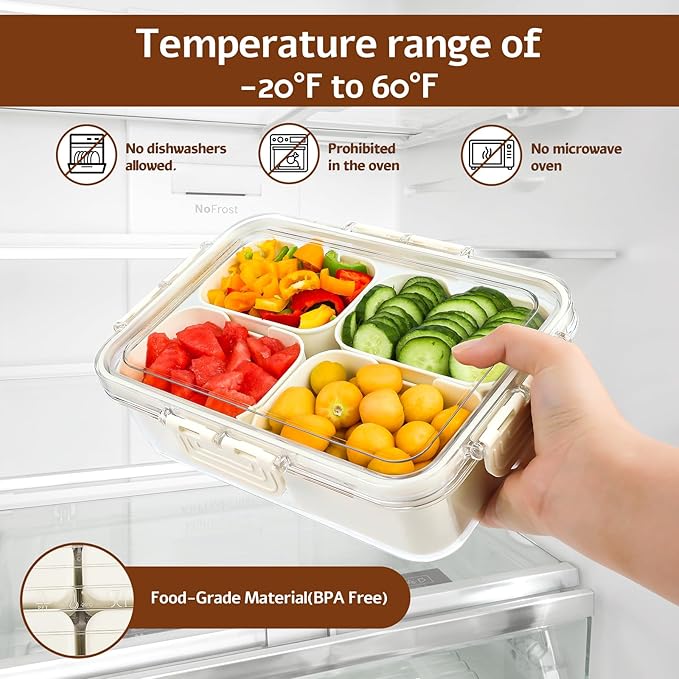 Small Snackle Box Container with Lid,Travel Charcuterie Box with Handle - Organizer for Candy, Fruit, Nuts, Veggies, Snacks,Beach Snack Box Containers,Portable Lunch Box-2Pack