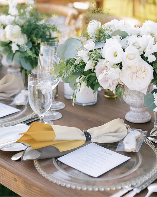 Cloth Napkins Yellow and Grey Ombre Set of 4 Dinner Napkins Paper Soft Durable Washable Table Napkin Yellow Gradient Color Reusable Napkins for Family Dinners Weddings and Everyday Use 20x20 Inch