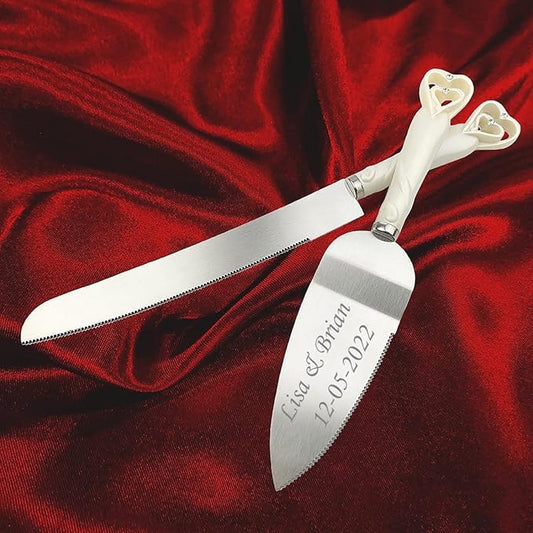 GIFTS INFINITY Personalized Wedding Cake Knife and Server Set with Engraving – Cake Cutting Utensil Set, Keepsake Gift for Wedding, Anniversary, Reception, Birthday & Other Occasions (2401)