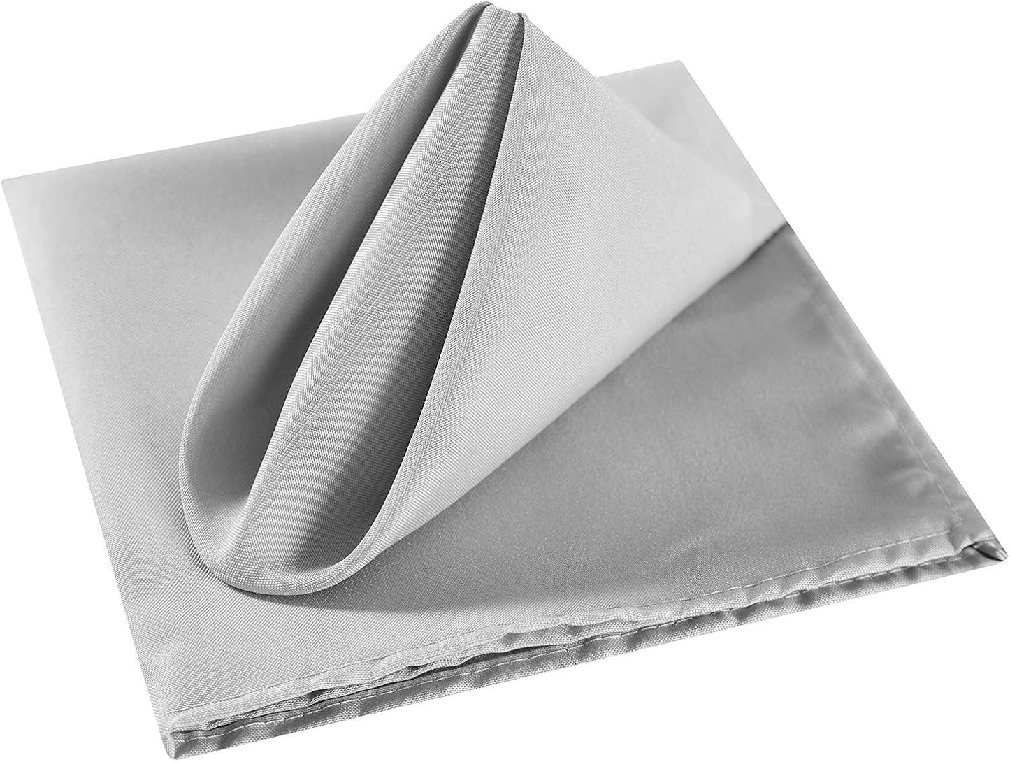 Cloth Napkins 17x17 inch Washable Polyester Dinner Napkins Soft Table Napkins for Wedding Party Dining Banquet(Silver,12PCS)