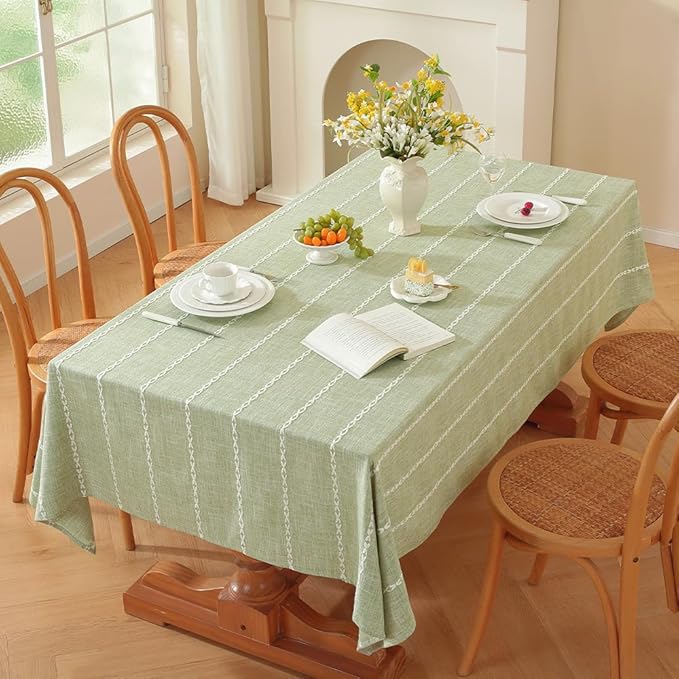 Zobesta Sage Green Table Cloth 60 x 84 Inch, Green Linen Tablecloth for Rectangle Tables, Heavy Weight Washable Farmhouse Soft Boho Tablecloth for Party, Holiday, Picnic, Dining, Outdoor,Fall