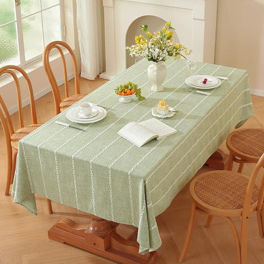 Zobesta Sage Green Table Cloth 60 x 84 Inch, Green Linen Tablecloth for Rectangle Tables, Heavy Weight Washable Farmhouse Soft Boho Tablecloth for Party, Holiday, Picnic, Dining, Outdoor,Fall