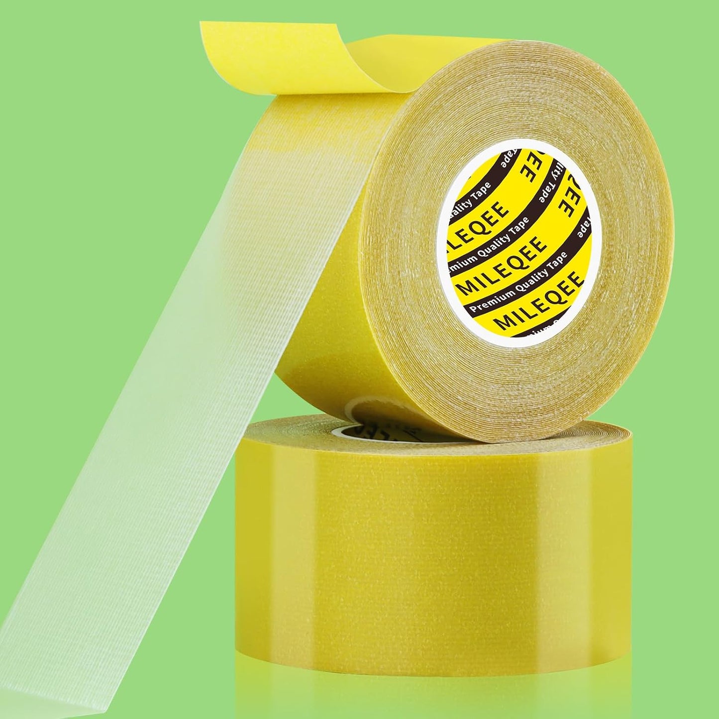 2Pack Double Sided Tape Heavy Duty, 1.8in x 33FT (66FT Total), Universal High Tack Strong Wall Adhesive with Fiberglass Mesh, Super Sticky Resistente Clear Tape, Easy Use Mounting Tape Strips