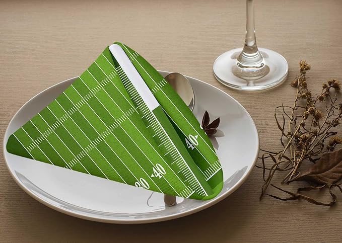 Yibeas Football Field Cloth Table Napkins Set of 4 A Grass Textured American Table Decoration Dinner Napkins for Kitchen 18 x 18 inch