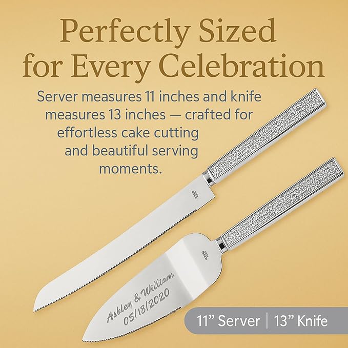 GIFTS INFINITY Personalized Wedding Cake Knife and Server Set with Engraving – Cake Cutting Utensil Set, Keepsake Gift for Wedding, Anniversary, Reception, Birthday & Other Occasions (2558)