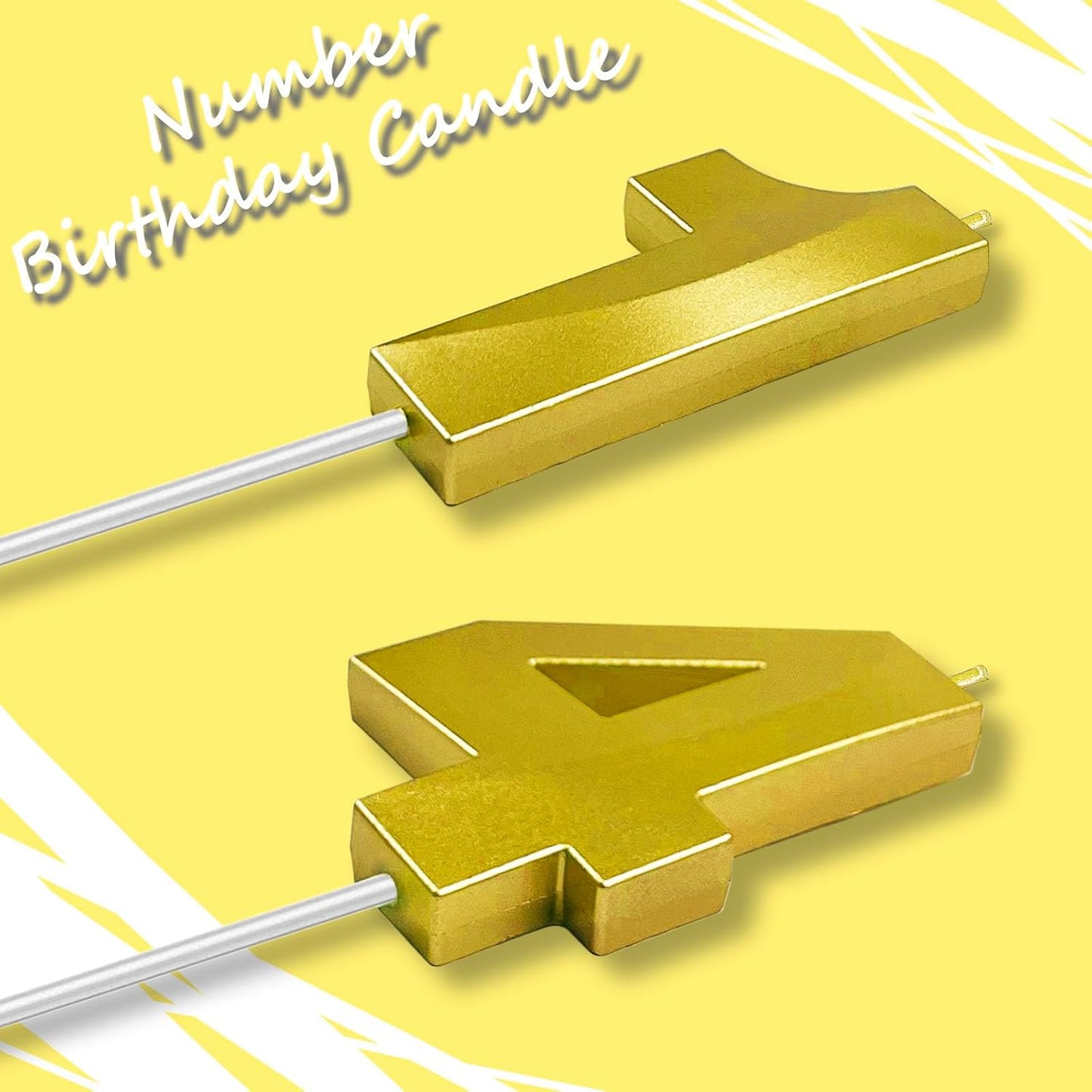 Gold Number 14 Candles, 3D Diamond 2.76 Inch Cake Topper Birthday Candles for Wedding Anniversary Cake Decorations, Happy Birthday Party Decorations
