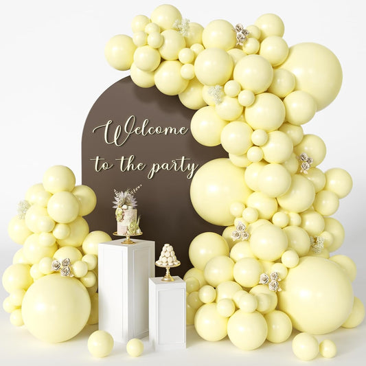 125 PCS Pastel Yellow Latex Balloons, Different Sizes 18 inch 12 inch 10 inch 5 inch Balloon, Great for Spring Birthday Parties, Baby Showers, Easter Celebrations and Balloon Garland Arches