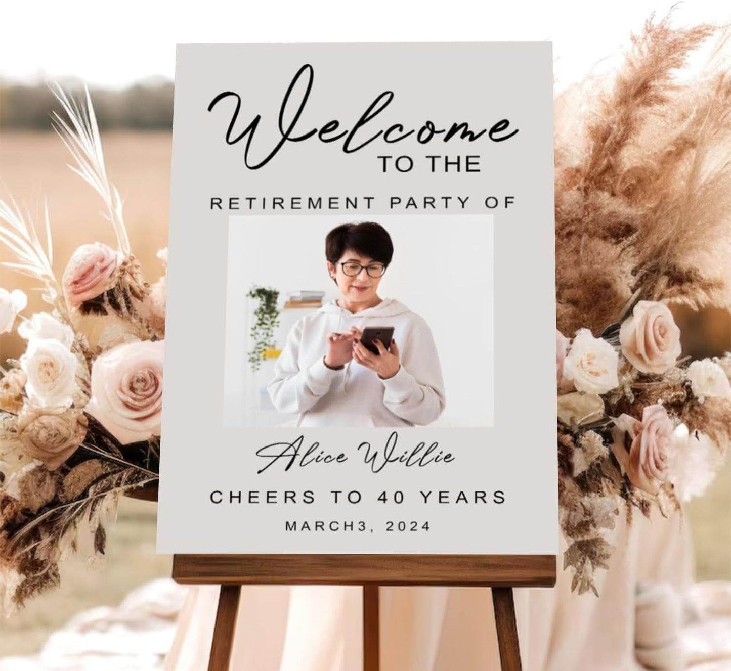 Retirement Celebration Welcome Board - Customizable Photo Sign, Party Template, Printable Design