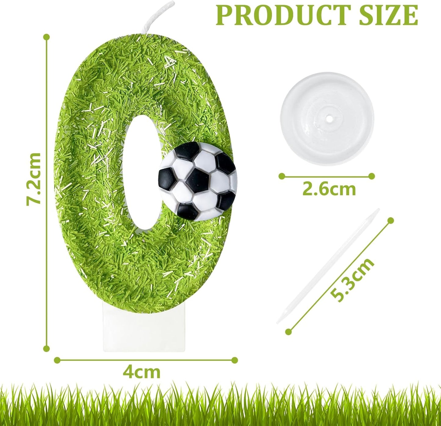 0th Birthday Candles，Soccer Birthday Decorations，Suitable for Girl and boy Cake Toppers, Wedding Cakes, Anniversaries, Party Celebrations, Birthday Decorations (Number 0)