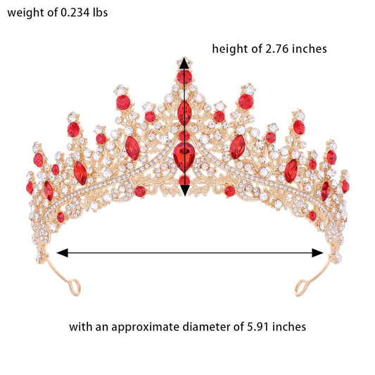 Red Tiara for Women Crystal Queen Crowns Rhinestone Princess Tiaras for Girl Wedding Headband for Bride Hair Accessories for Halloween Costume Birthday Party Prom Mother's Gifts