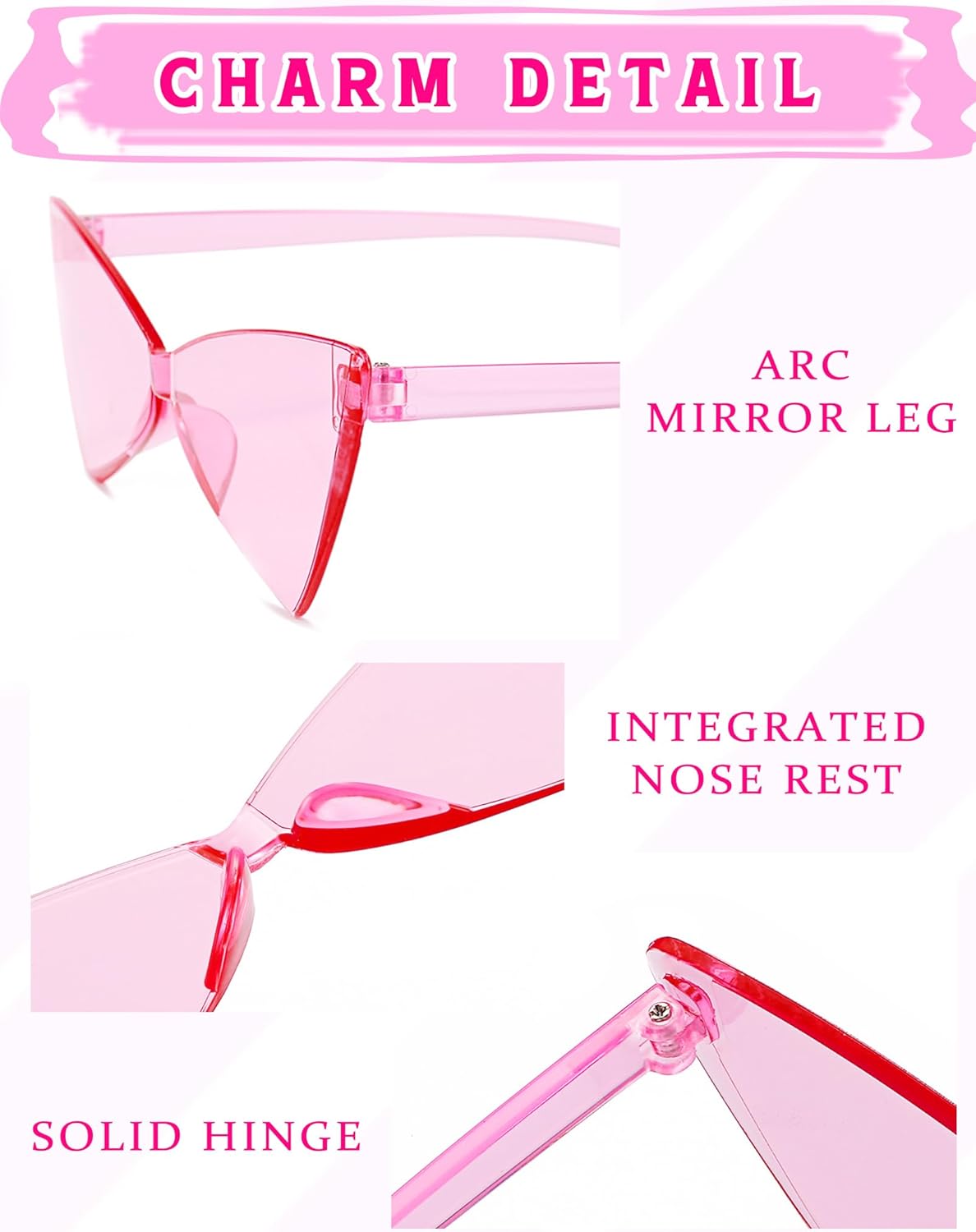 Heart Shaped Rimless Sunglasses 12Pack, Bachelor Party Cool Colorful Funky Sunglasses