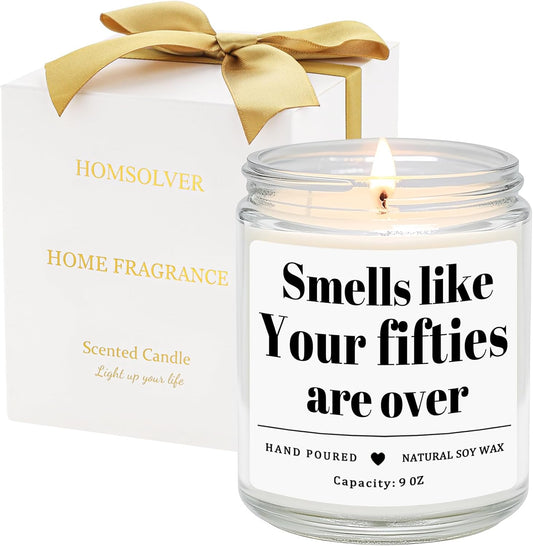 Homsolver 60th Birthday Gifts for Women Men, 9OZ Lavender Scent Birthday Candles with 50+ Hours Burn Time, Unique Handmade 60th Birthday Decorations for Her, Men, Friend, Sister, Wife, Husband