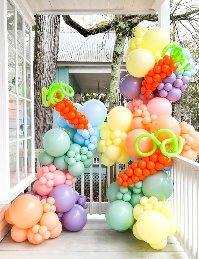 Pastel Rainbow Balloons Arch Garland Kit, Macaron Easter Balloon Arch Kit,18/12/5 In Pastel Spring Balloon Arch for Spring Easter Party Unicorn Birthday Party, Baby Shower Supplies