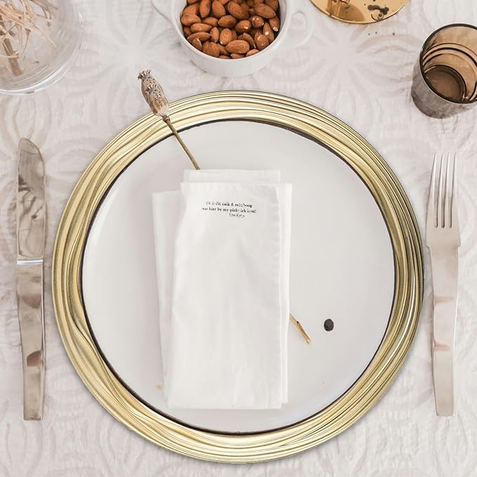 13 Inch Round Charger Plates, Set of 6, Dinner Chargers Bulk Wedding (Gold)