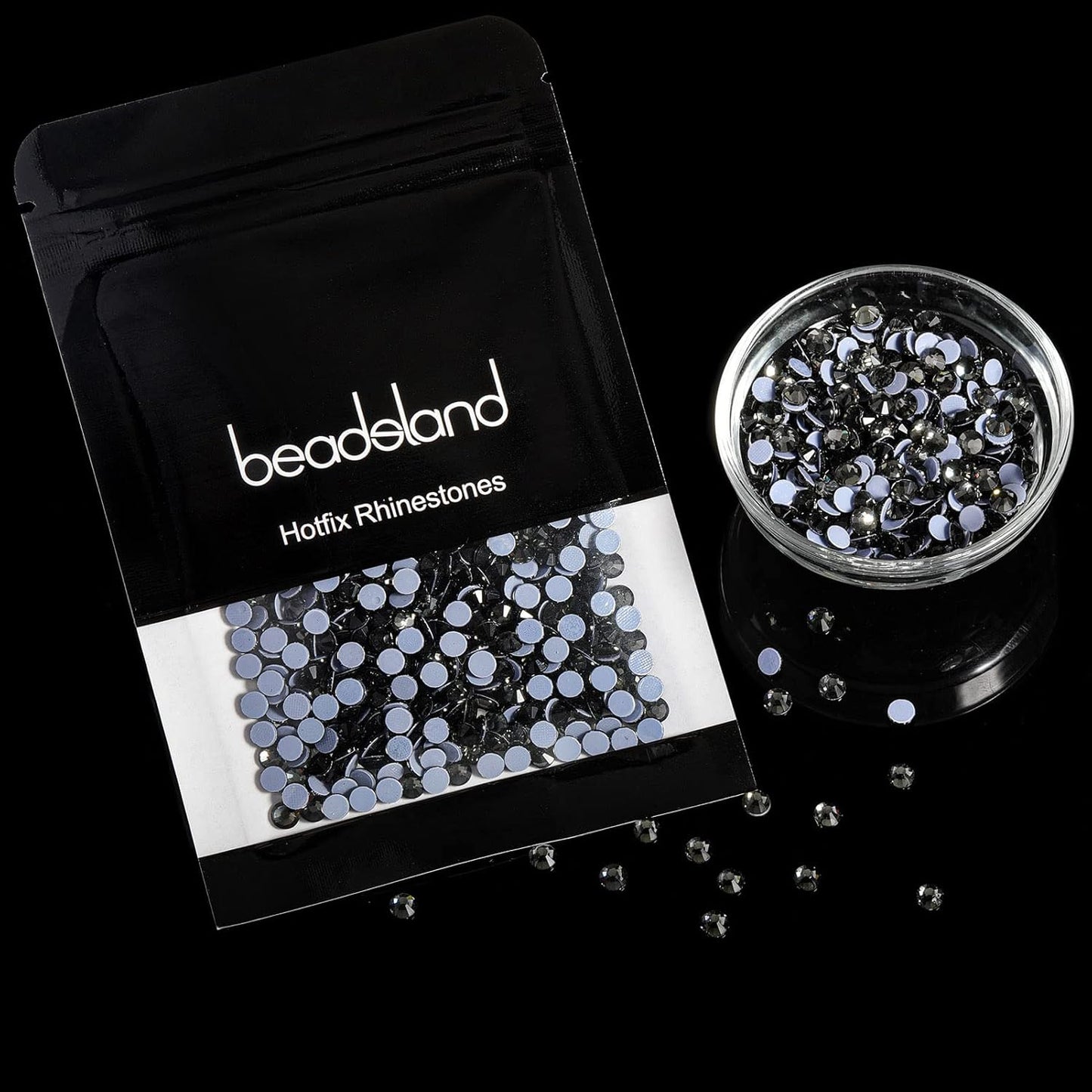 Beadsland Hotfix Rhinestones, 288pcs Crystal Rhinestones for Crafts Clothes DIY Decoration, Black Diamond, SS34, 7.0-7.3mm