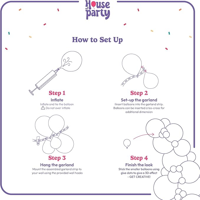 HOUSE OF PARTY Metallic Purple Balloons - Purple Balloon Garland Kit, 5/12/18 Inch Purple Metallic Balloons for Halloween, Christmas decor Party Decor