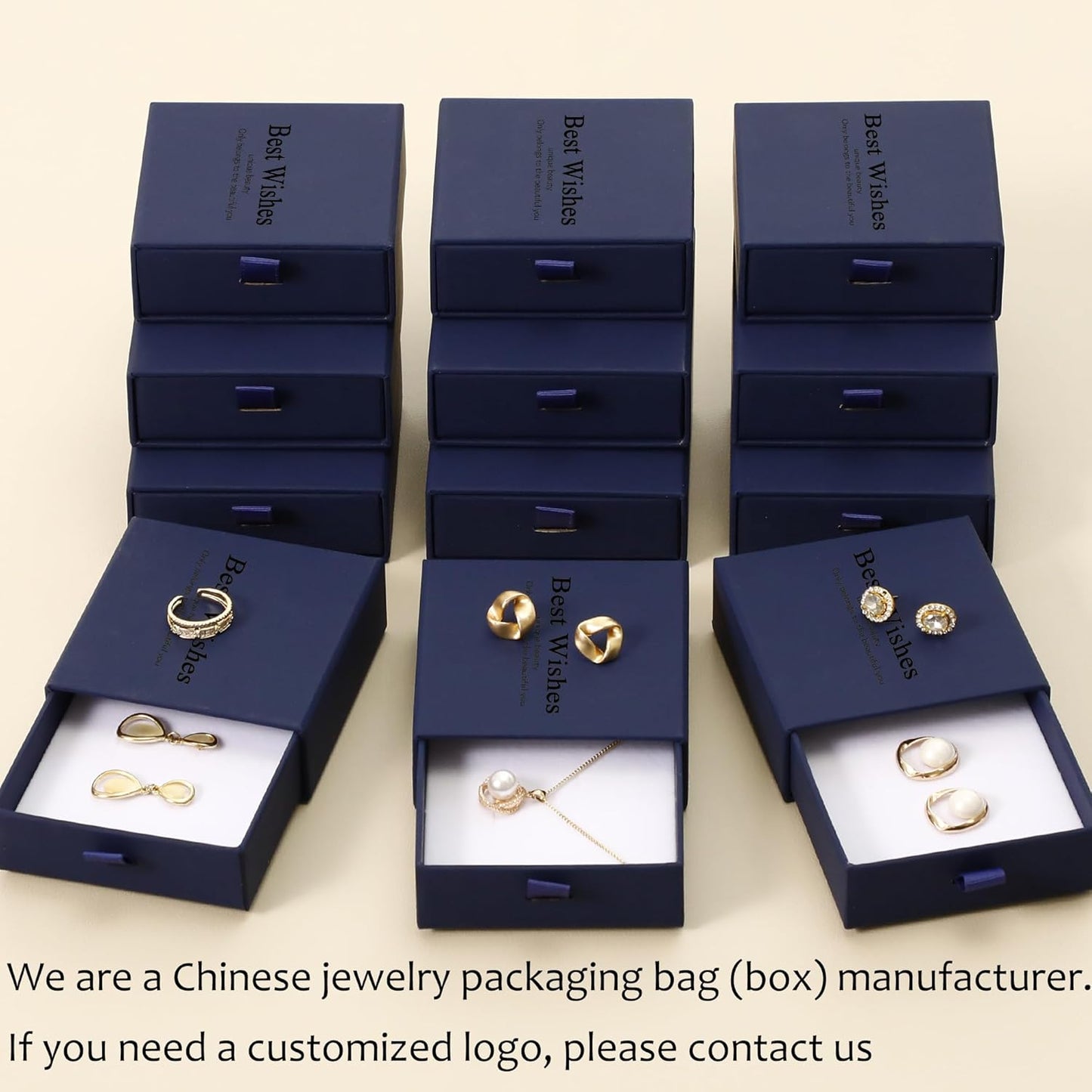 40Pcs Navy Blue Small Jewelry Boxes 3.54×3.54×1.26in Cardboard Jewelry Gift Boxes Jewelry Packaging for Small Business for Necklace Ring Bracelet Earring Display Box