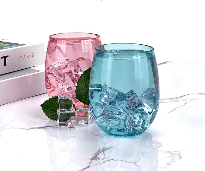 Set of 6 Acrylic Wine Glasses, 20-ounce Plastic Tumbler for Home Party Use,BPA Free,Dishwasher Safe (Multi color)