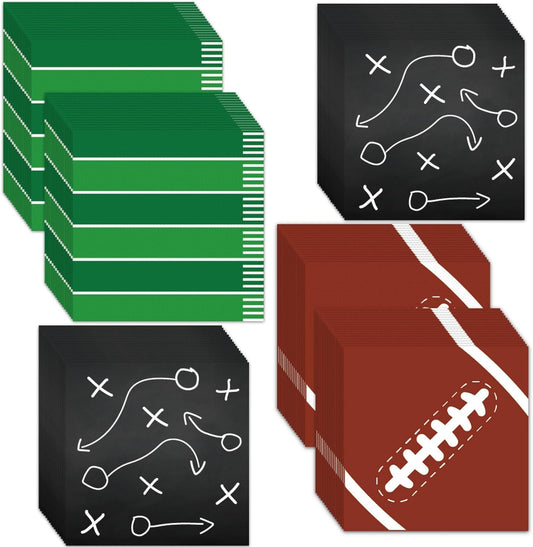 Qyeahkj 120pcs Football Paper Napkins Supplies Disposable Football Birthday Napkins Set Decorations for Events Party Frenzy Game Time Tailgate Sports Party Favors, 3 Design