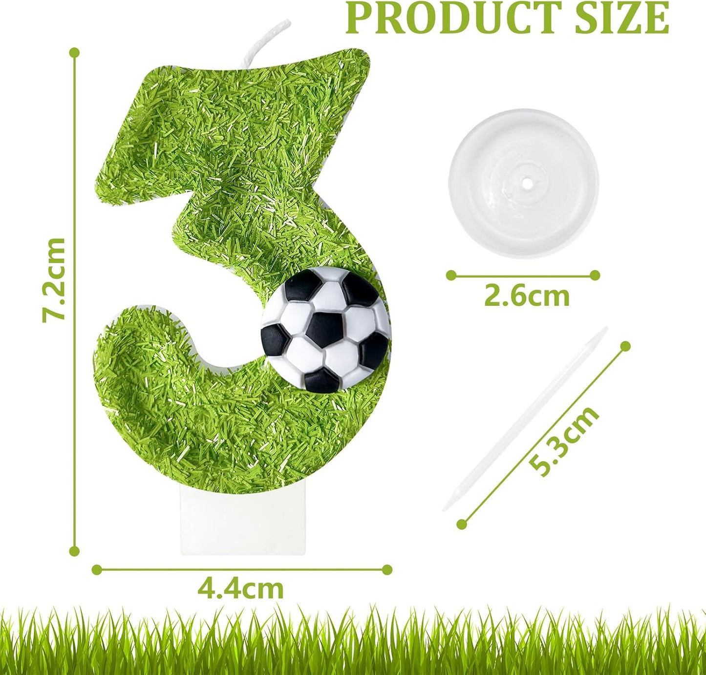 3th Birthday Candles，Soccer Birthday Decorations，Suitable for Girl and boy Cake Toppers, Wedding Cakes, Anniversaries, Party Celebrations, Birthday Decorations