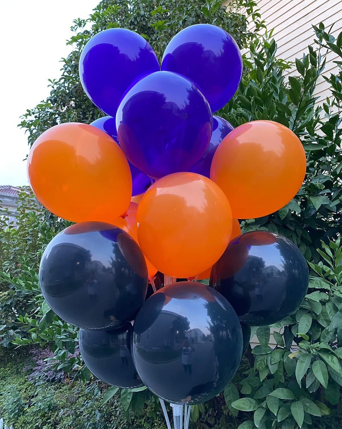 60 Pcs 12-Inch Latex Balloons in Black, Orange, and Purple - Halloween, Graduation, Birthday, Baby Shower, Party Decorations