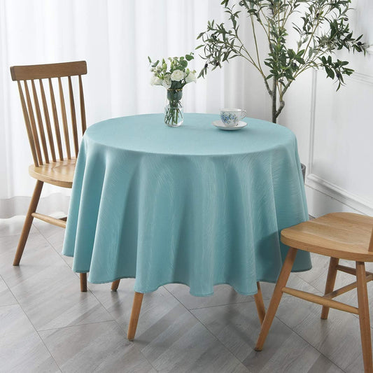 maxmill Round Jacquard Tablecloth Swirl Design Spillproof Wrinkle Free Heavy Weight Soft Table Cloth for Circular Table Cover of Buffet Banquet Parties Holiday Dinner Round 90 Inch Turquoise