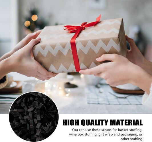 ZEBMOON 1 LB Black Crinkle Cut Paper Shred Filler Great for Gift Wrapping, Basket Filling, Birthday, Wedding, Halloween, Thanksgiving, Christmas Day, New Year Party Decorations Filling Supplies