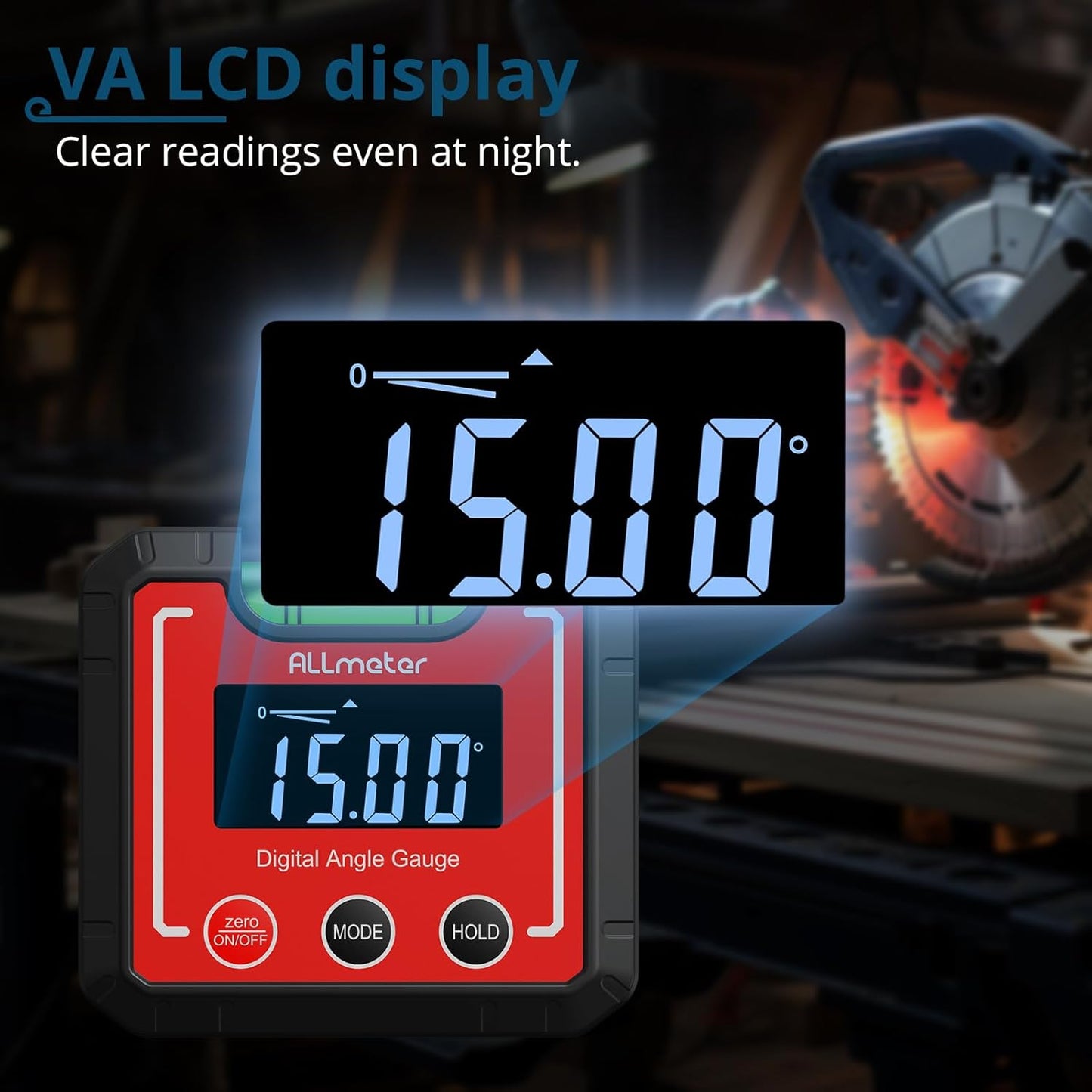 Digital Angle Finder Magnetic ±0.1° Accuracy - Professional Woodworking Table Saw Inclinometer with IP52 Protection & Bubble Level