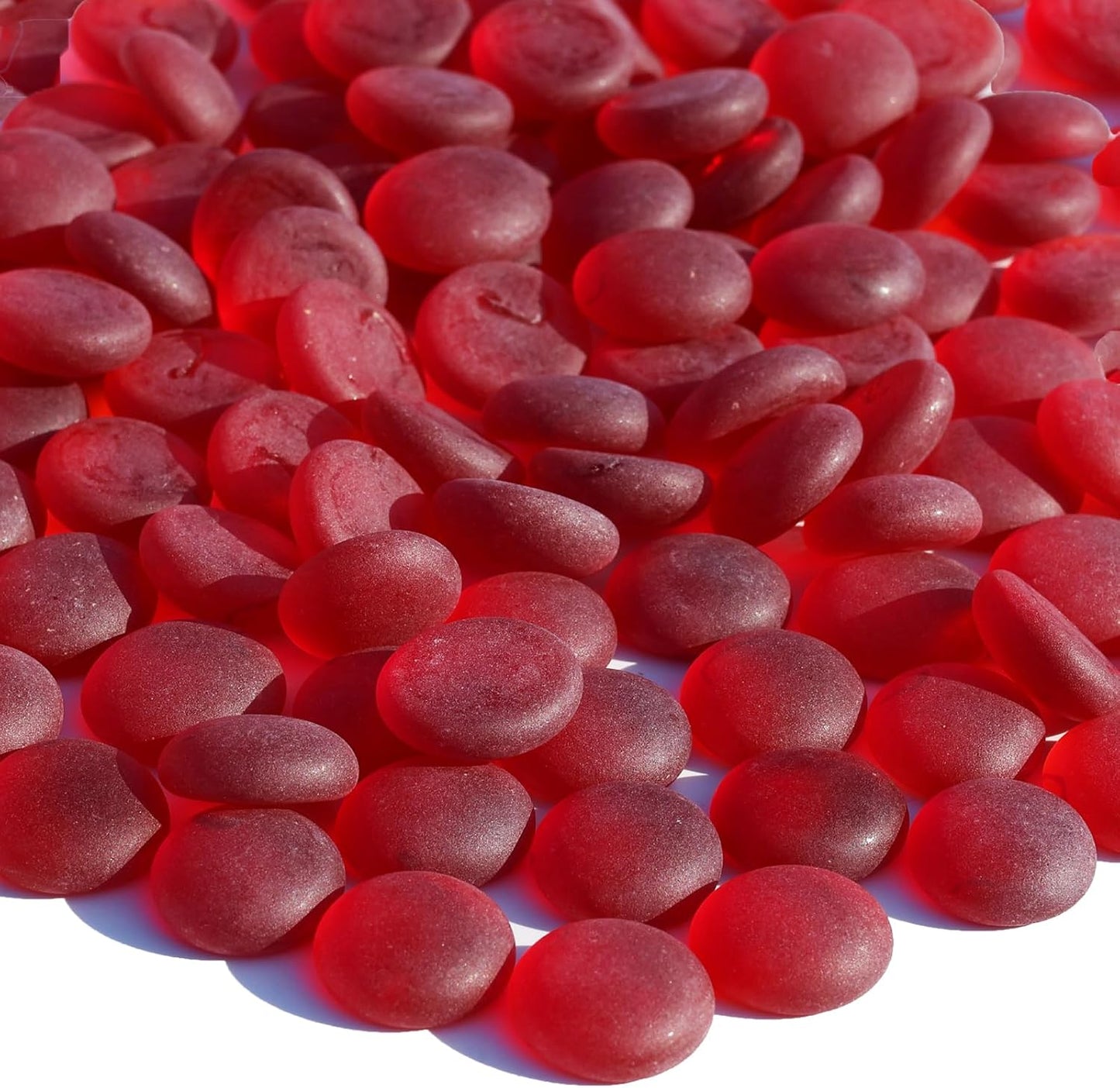 Sea Glass Gems - 0.9 Lb Red Frosted Flat Glass Marbles, Flat Gems Decorative Stones for Vase Fillers, Aquarium Rocks, Floral Supplies, Table Scatter, Craft Mosaics, and DIY Ornaments