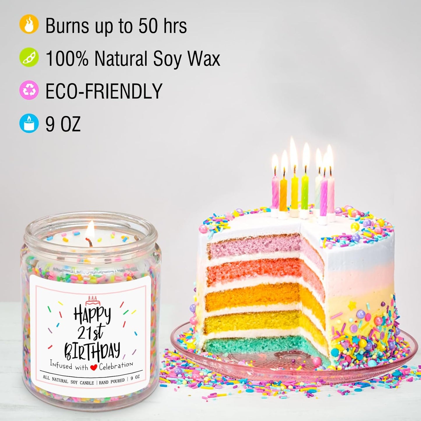 Homsolver 21st Birthday Gifts for Her, Perfect Ideas Happy Birthday Presents for Women, Friends, Sister, Daughter, Vanilla Cream Scent Handmade Aromatherapy Candle Decorations