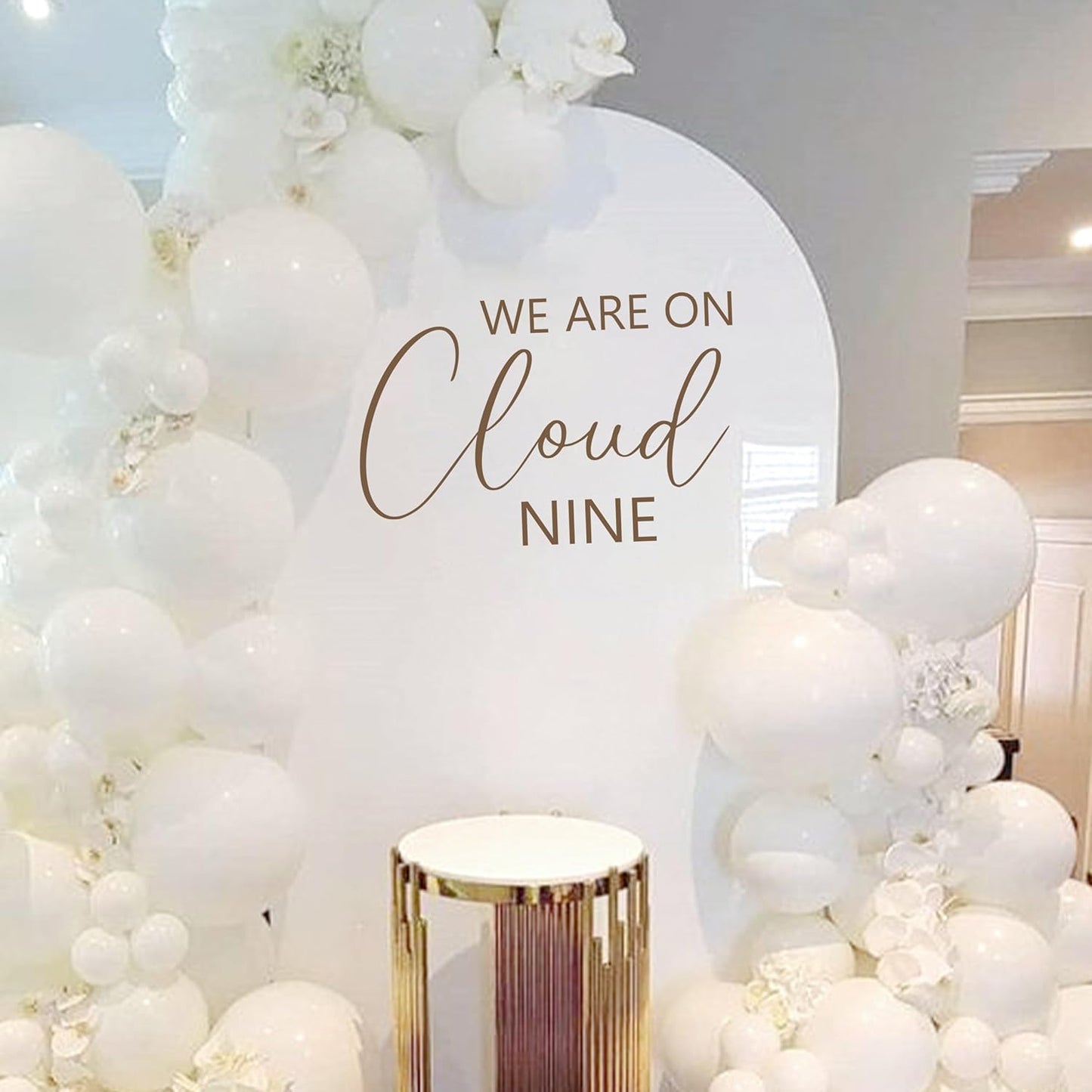 We are On Cloud Nine Wall Decal - Baby Shower Decor, Bride to Be Party Supplies, Bachelorette Party Decorations, Bridal Shower, Engagement Photobooth Backdrop (On Cloud 9 Sticker)