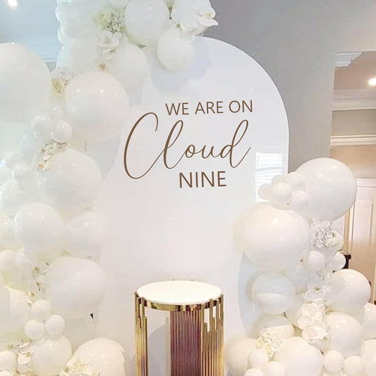 We are On Cloud Nine Wall Decal - Baby Shower Decor, Bride to Be Party Supplies, Bachelorette Party Decorations, Bridal Shower, Engagement Photobooth Backdrop (On Cloud 9 Sticker)