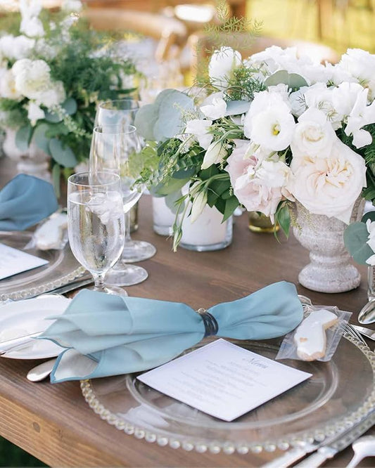 Blue Ombre Cloth Napkins Set of 8 Reusable Dinner Napkins, Modern Abstract Art Cocktail Napkin, Farmhouse Gradient Washable Table Napkins for Wedding/Holiday Party/Baby Shower 20"x20"
