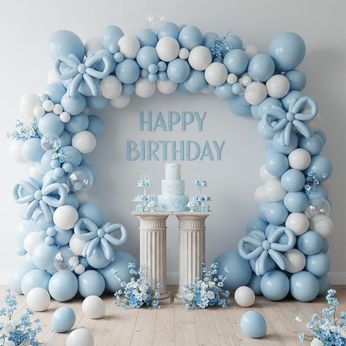 Patimate Light Blue Balloons - 100pcs 12 Inch Pastel Blue Latex Party Balloons for Birthday Graduation Baby Shower Gender Reveal Wedding Anniversary Party Decorations